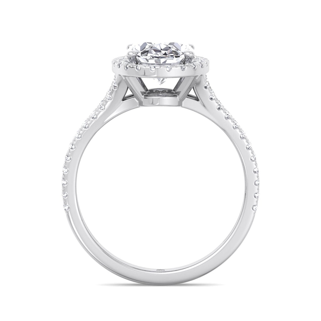 Oval Cut Engagement Ring with Round Side Stones