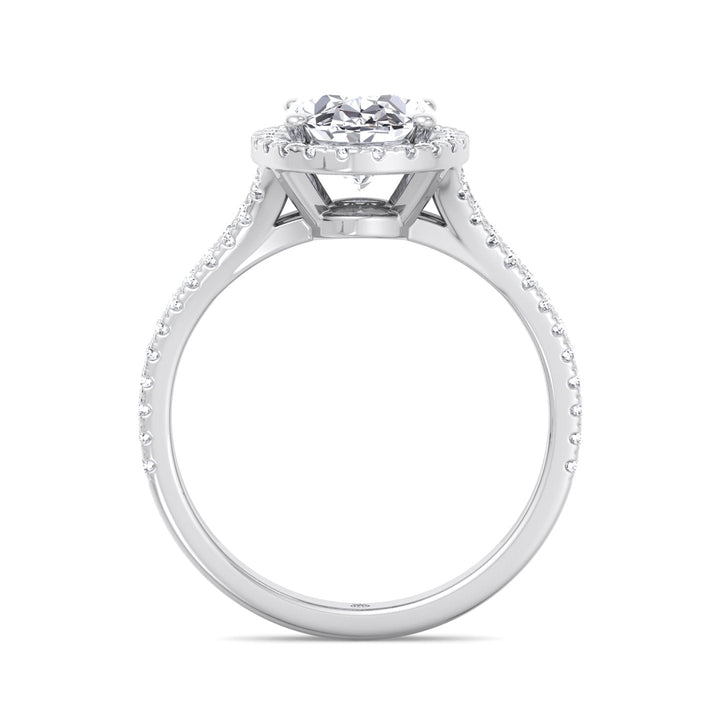 Oval Cut Engagement Ring with Round Side Stones