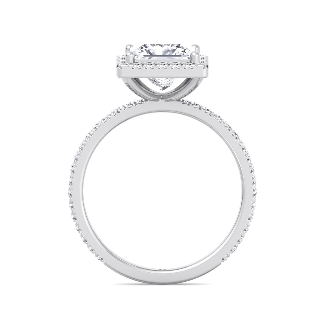 Princess Cut Engagement Ring With Pavé Sidestones &amp; Halo