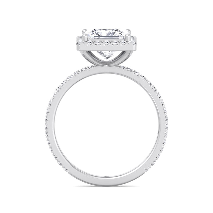 Princess Cut Engagement Ring With Pavé Sidestones &amp; Halo
