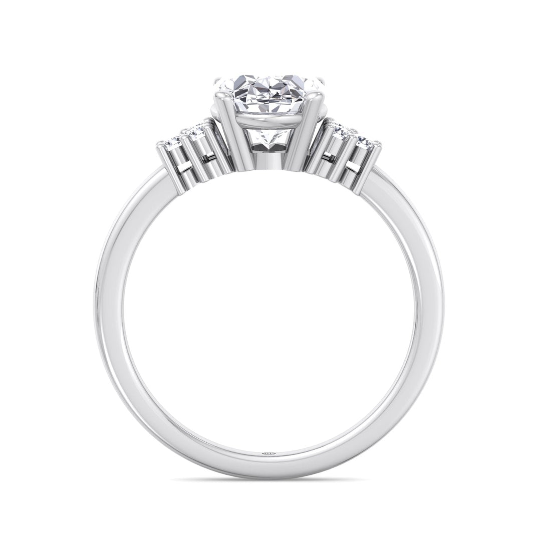Oval Cut Engagement Ring with Round Side Stones