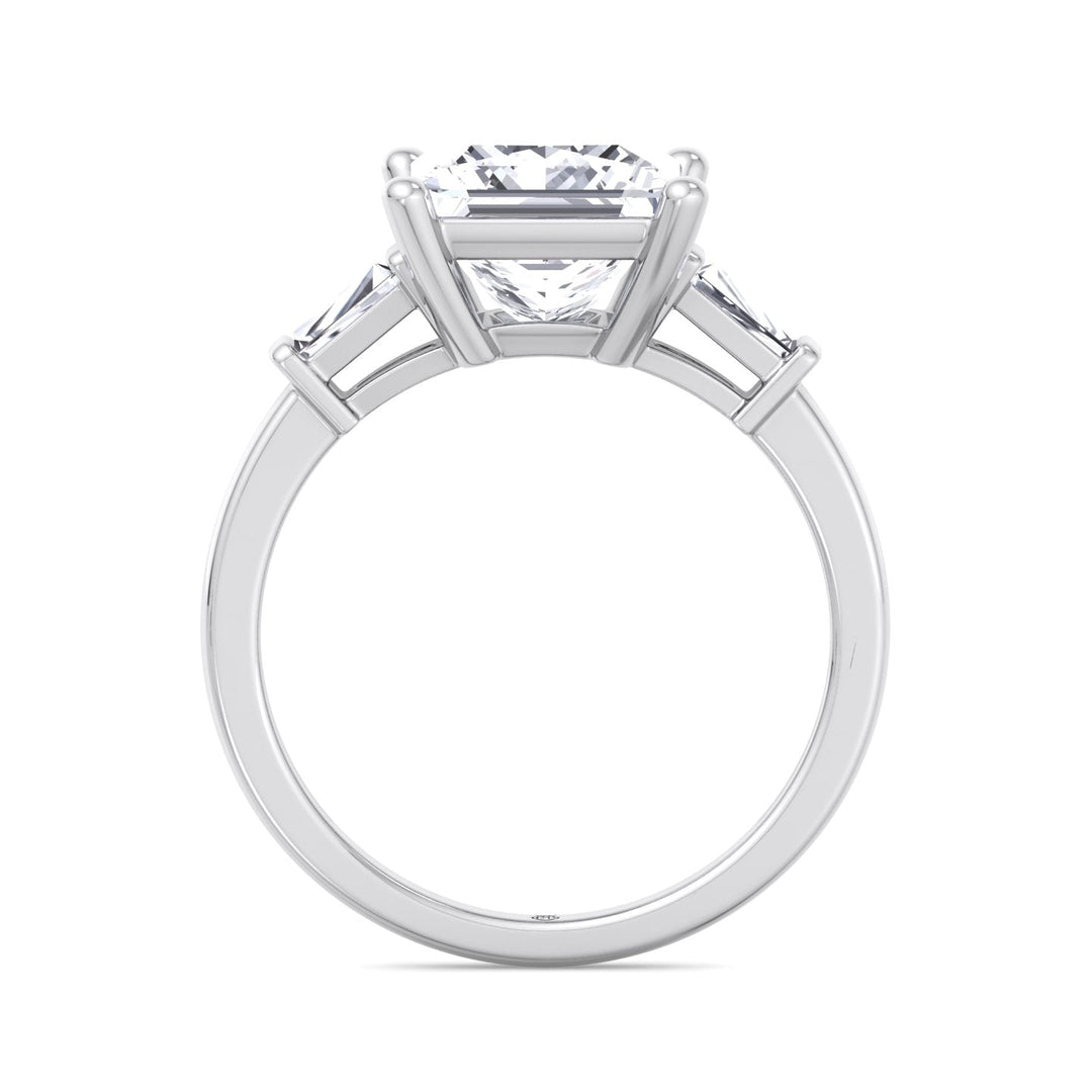 Princess Cut Engagement Ring With Tapered Baguette Sidestones