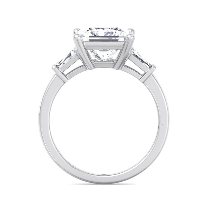 Princess Cut Engagement Ring With Tapered Baguette Sidestones