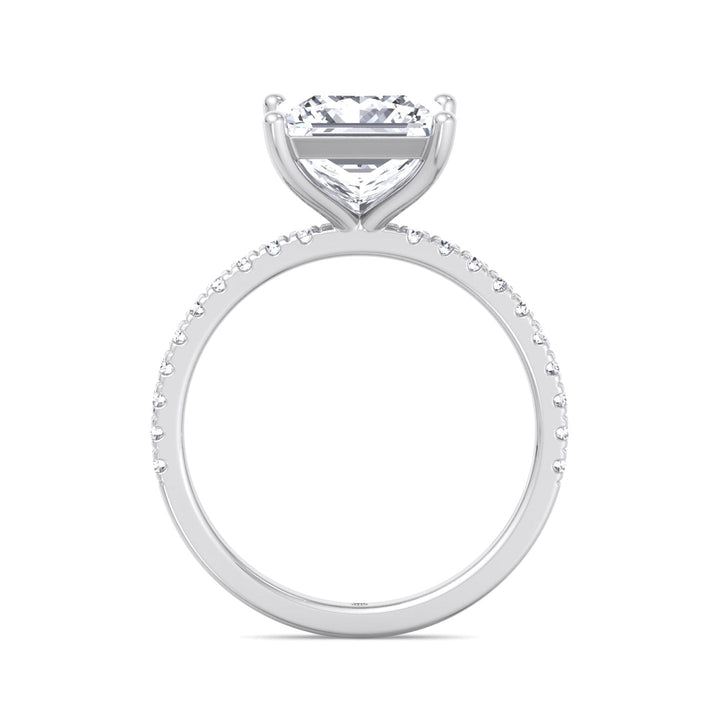 Princess Cut Engagement Ring With Pavé Band