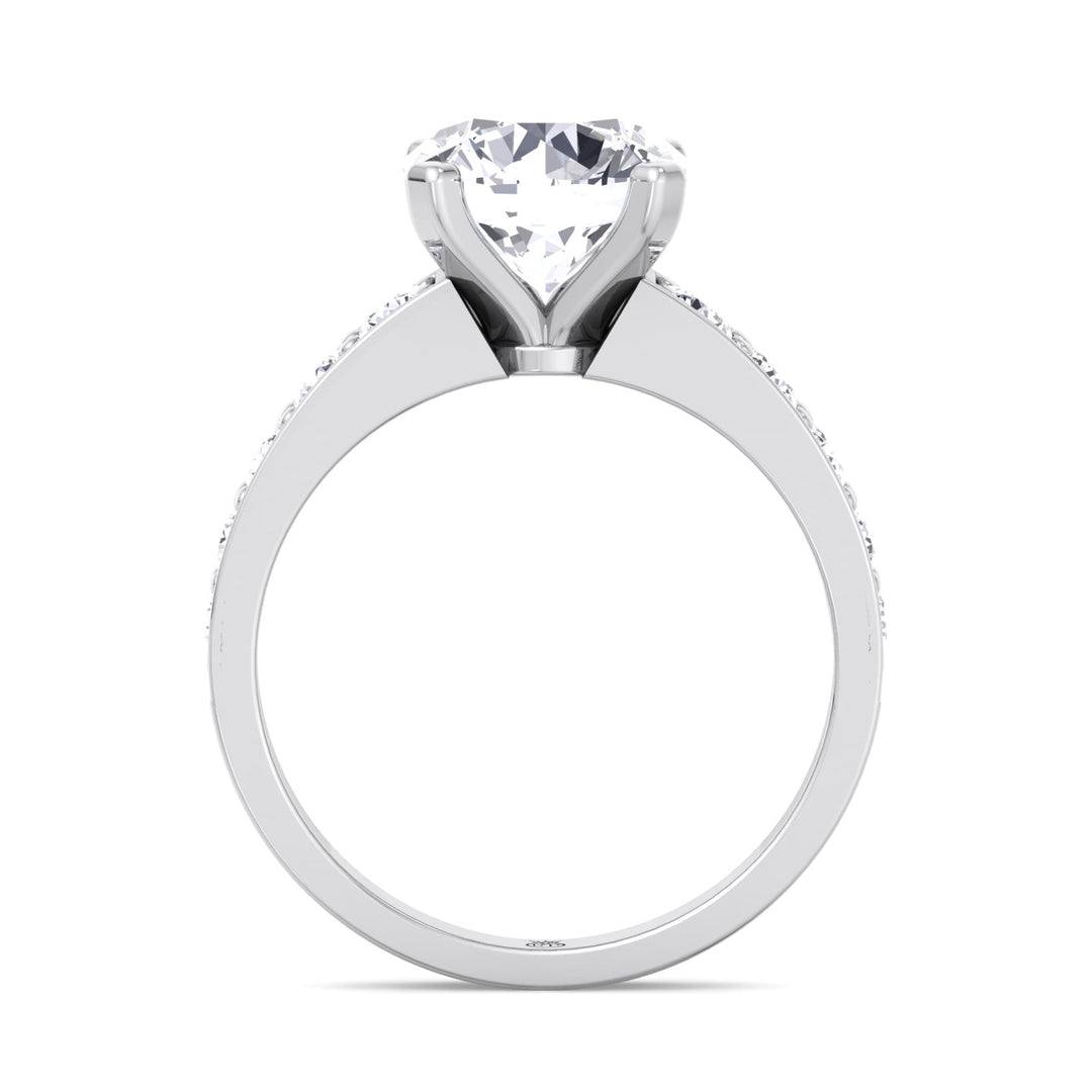 Round Cut Engagement Ring with Sidestones