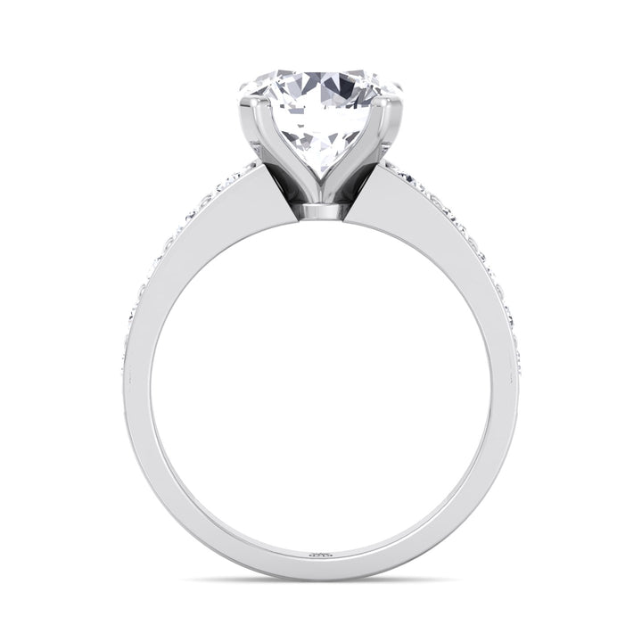 Round Cut Engagement Ring with Sidestones