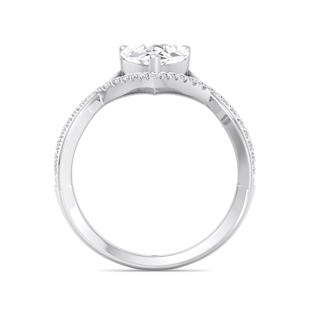 Pear Shape Engagement Ring With Twisted Pavé Band