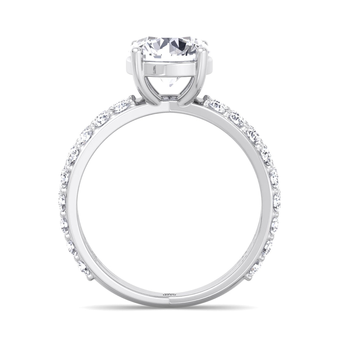 Round Cut Engagement Ring With Double Band