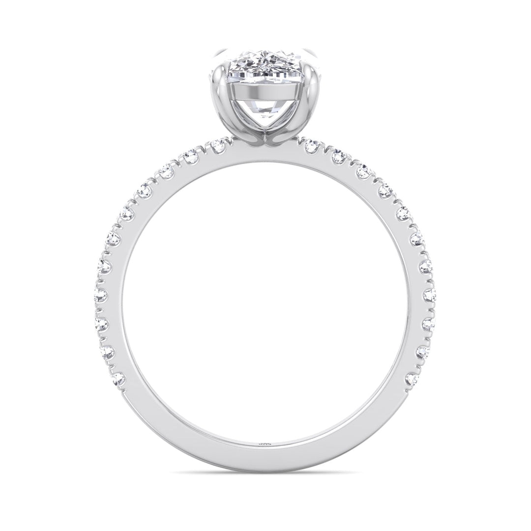 Elongated Cushion Cut Engagement Ring With Sidestones