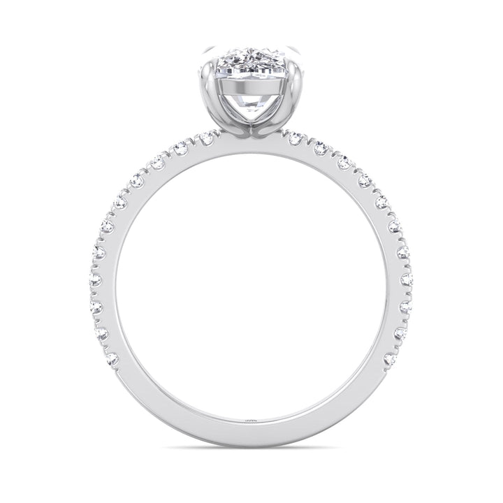 Elongated Cushion Cut Engagement Ring With Sidestones