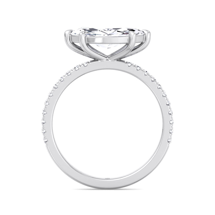 East to West Marquise Cut Engagement Ring With Sidestones