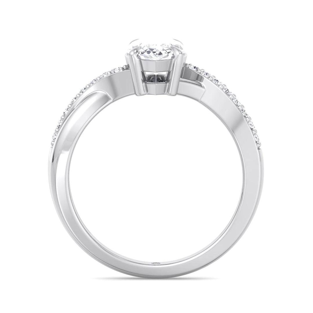 Marquise Cut Engagement Ring With Pavé Twist Band