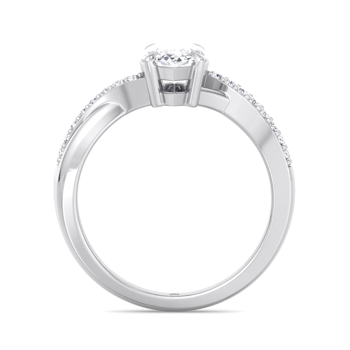 Marquise Cut Engagement Ring With Pavé Twist Band