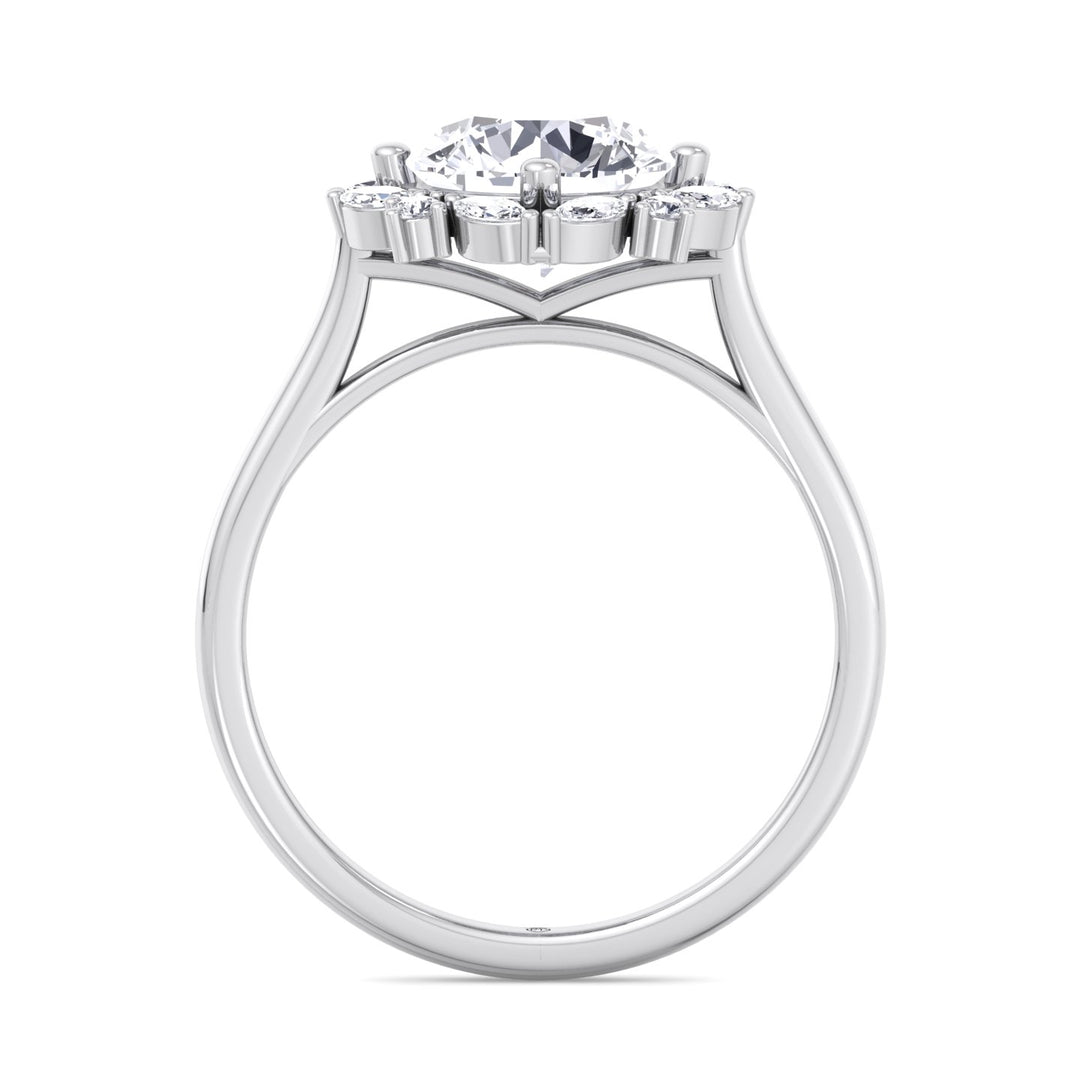 Round and Marquise Cluster   Engagement Ring