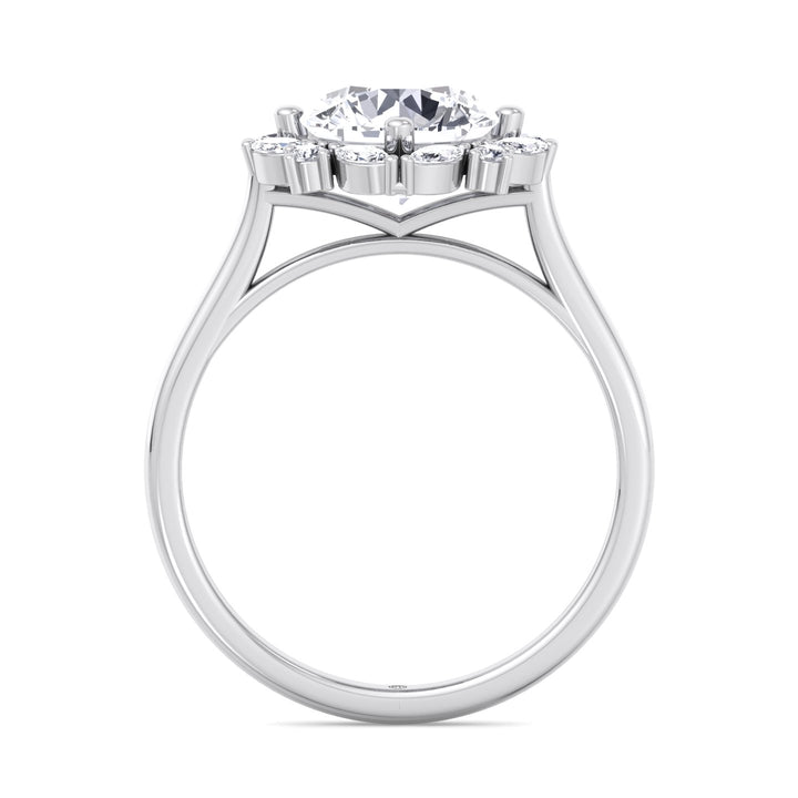 Round and Marquise Cluster   Engagement Ring
