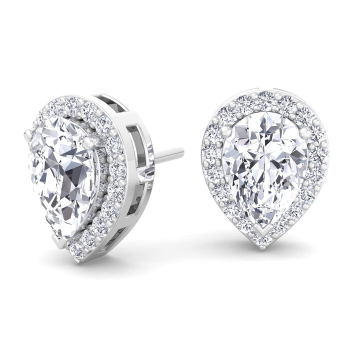 Pear Shape Halo Studs