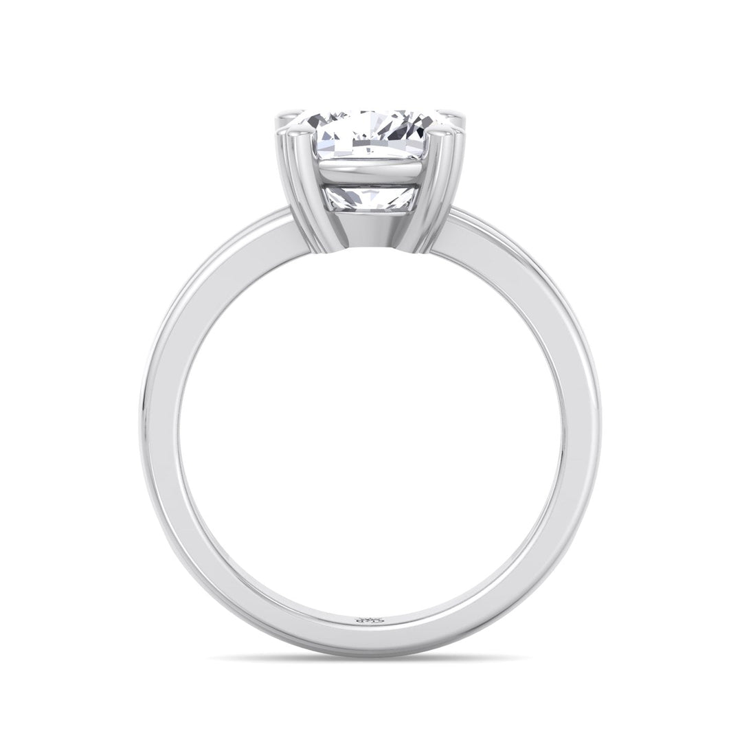 Cushion Cut Solitaire Engagement Ring With Double Band
