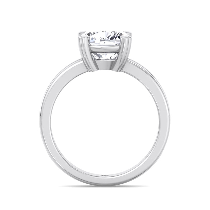 Cushion Cut Solitaire Engagement Ring With Double Band
