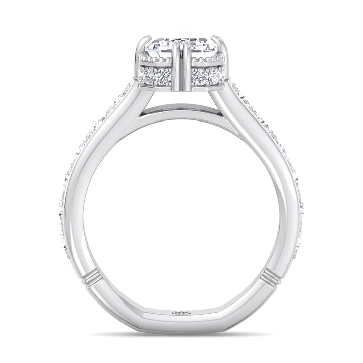 Emerald Cut   Detailed Engagement Ring
