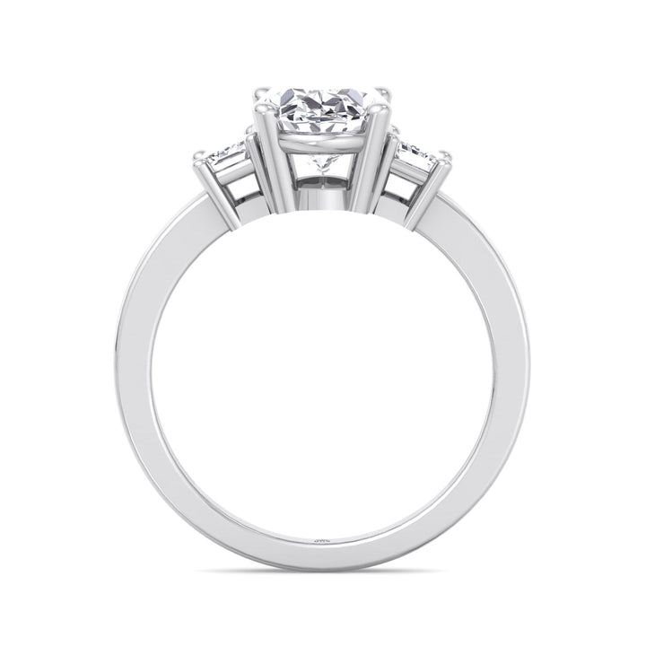 Oval Cut Engagement Ring with Emerald Side Stones