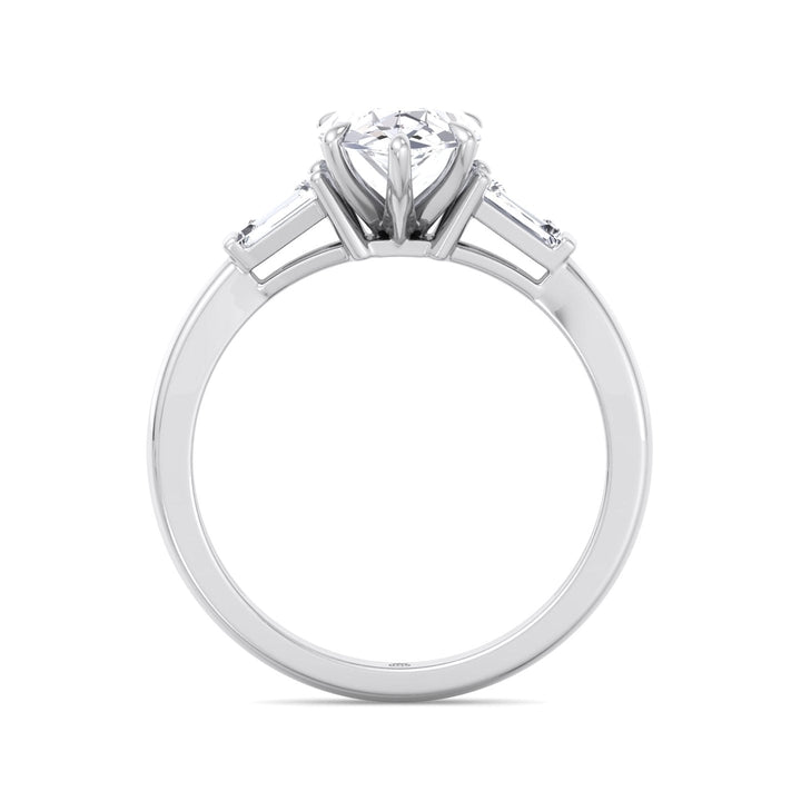 Pear Shape Engagement Ring with Tapered Baguette Side Stones