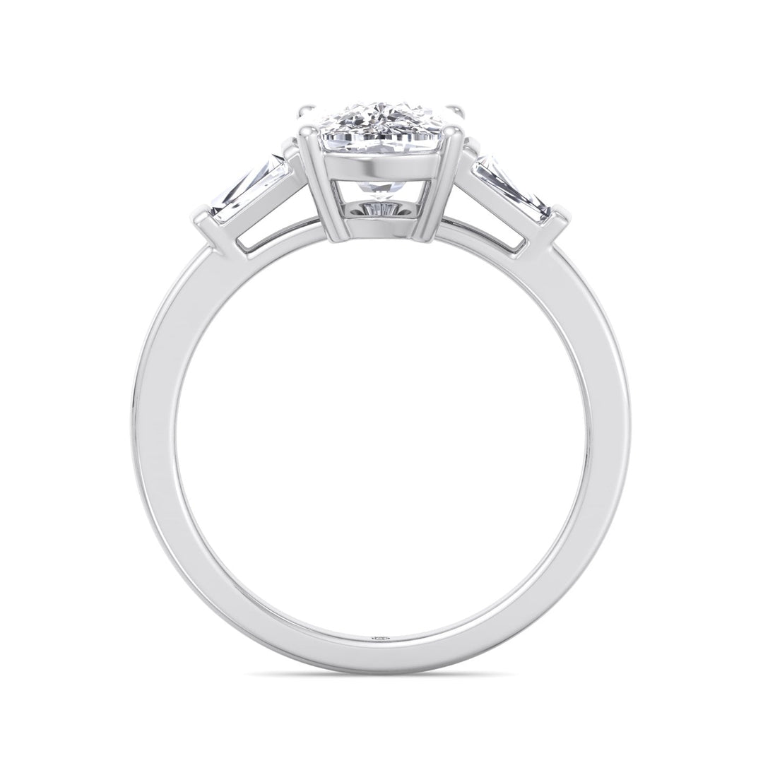 Elongated Cushion Cut Engagement Ring With Tapered Baguette Sidestones