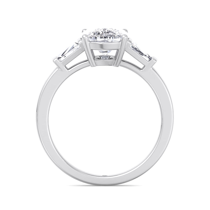 Elongated Cushion Cut Engagement Ring With Tapered Baguette Sidestones