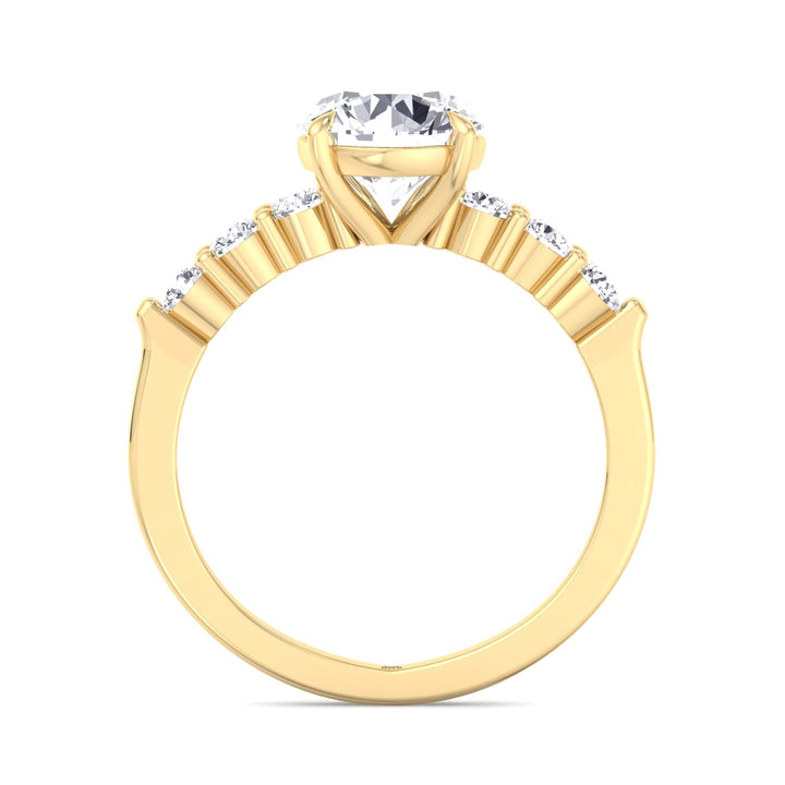 Round Cut Engagement Ring with Sidestones