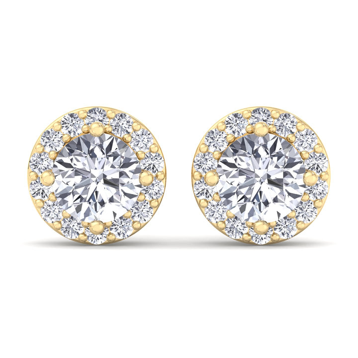 Round Cut Halo Studs