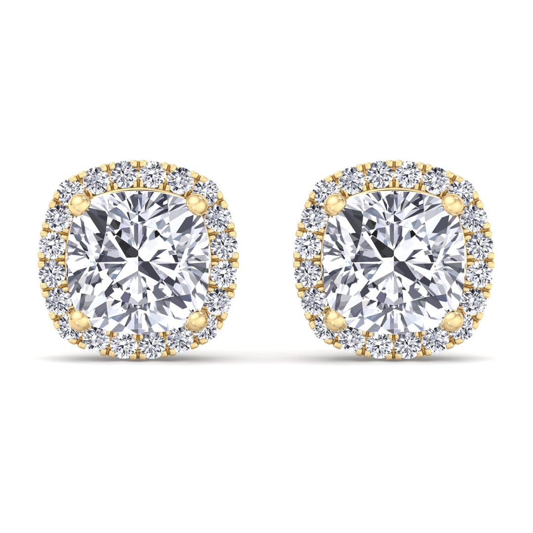 Cushion Cut Halo Studs