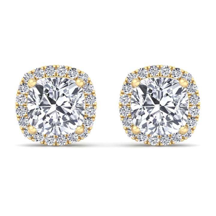 Cushion Cut Halo Studs