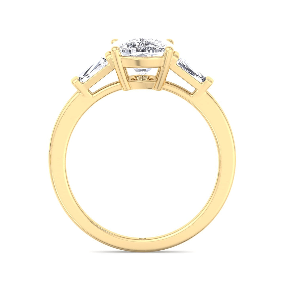 Elongated Cushion Cut Engagement Ring With Tapered Baguette Sidestones