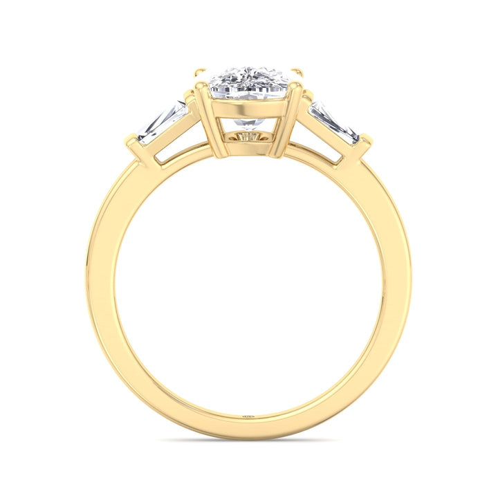 Elongated Cushion Cut Engagement Ring With Tapered Baguette Sidestones