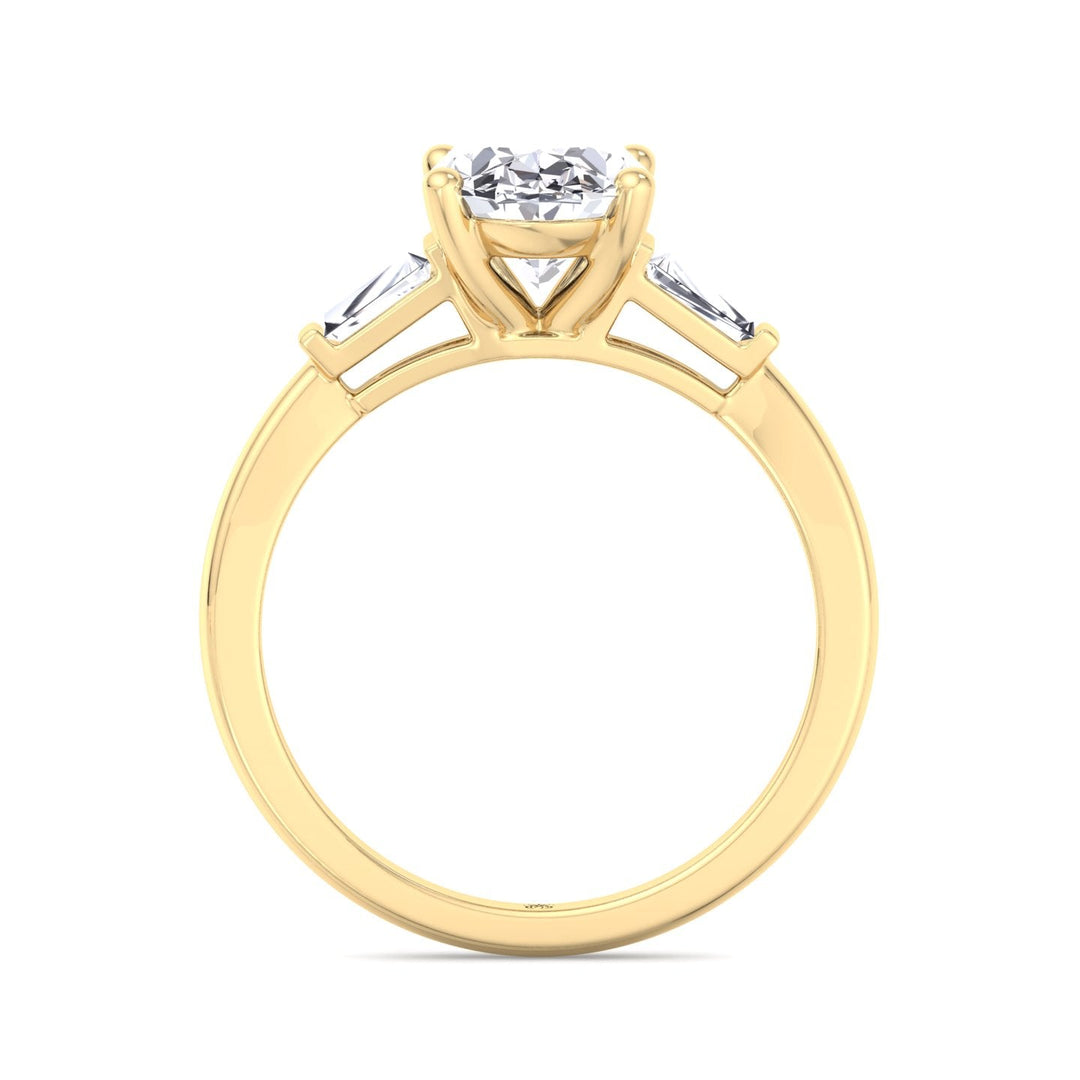 Oval Cut Engagement Ring with Tapered Baguette Side Stones