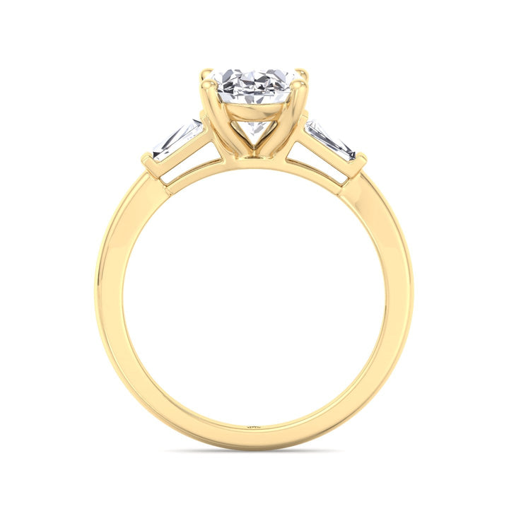 Oval Cut Engagement Ring with Tapered Baguette Side Stones