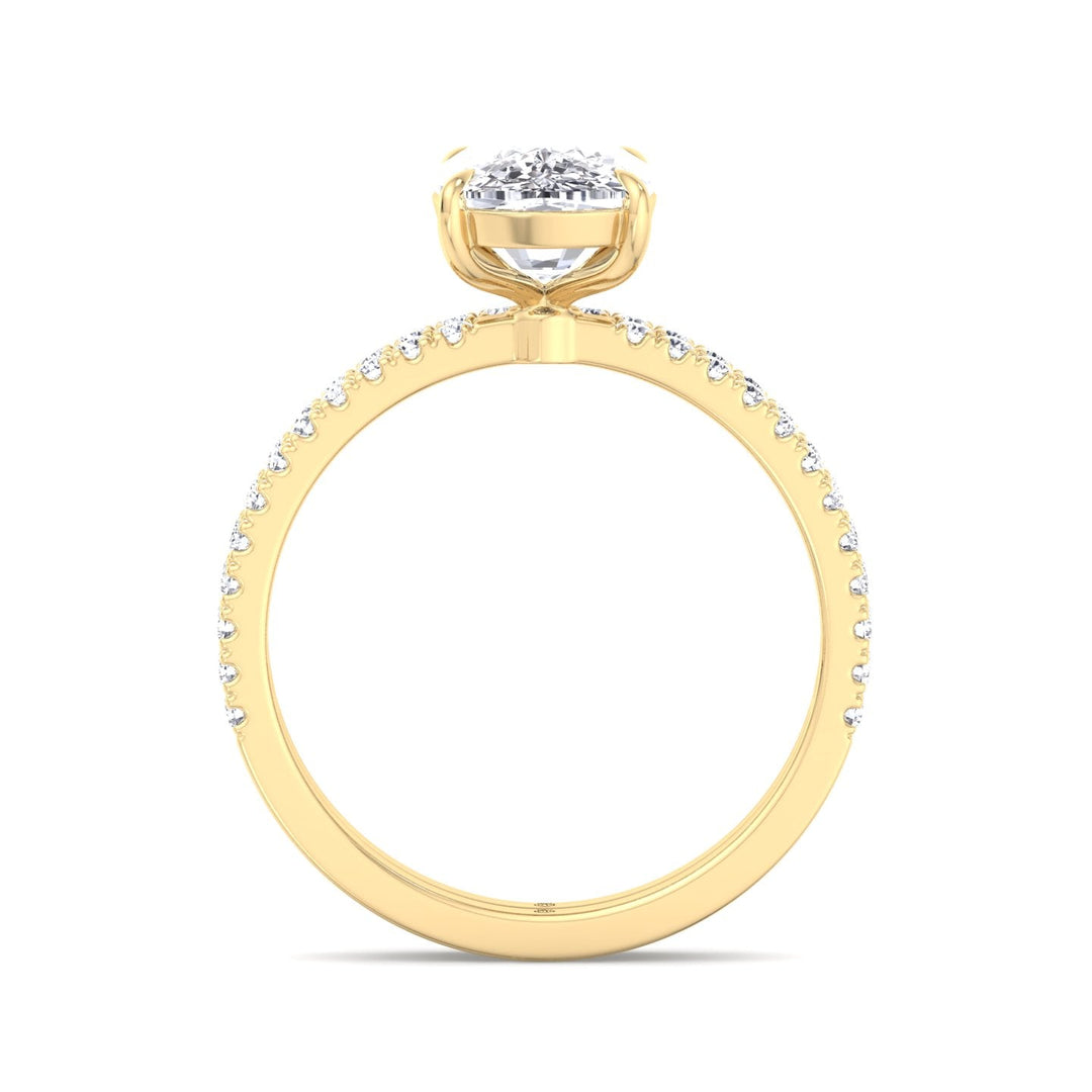Elongated Cushion Cut Engagement Ring With Double Band and Sidestones
