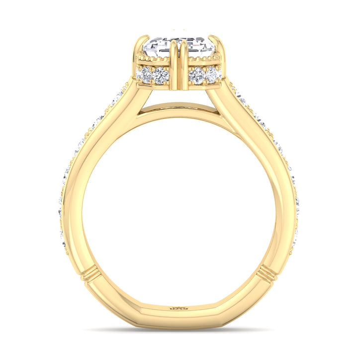 Emerald Cut   Detailed Engagement Ring