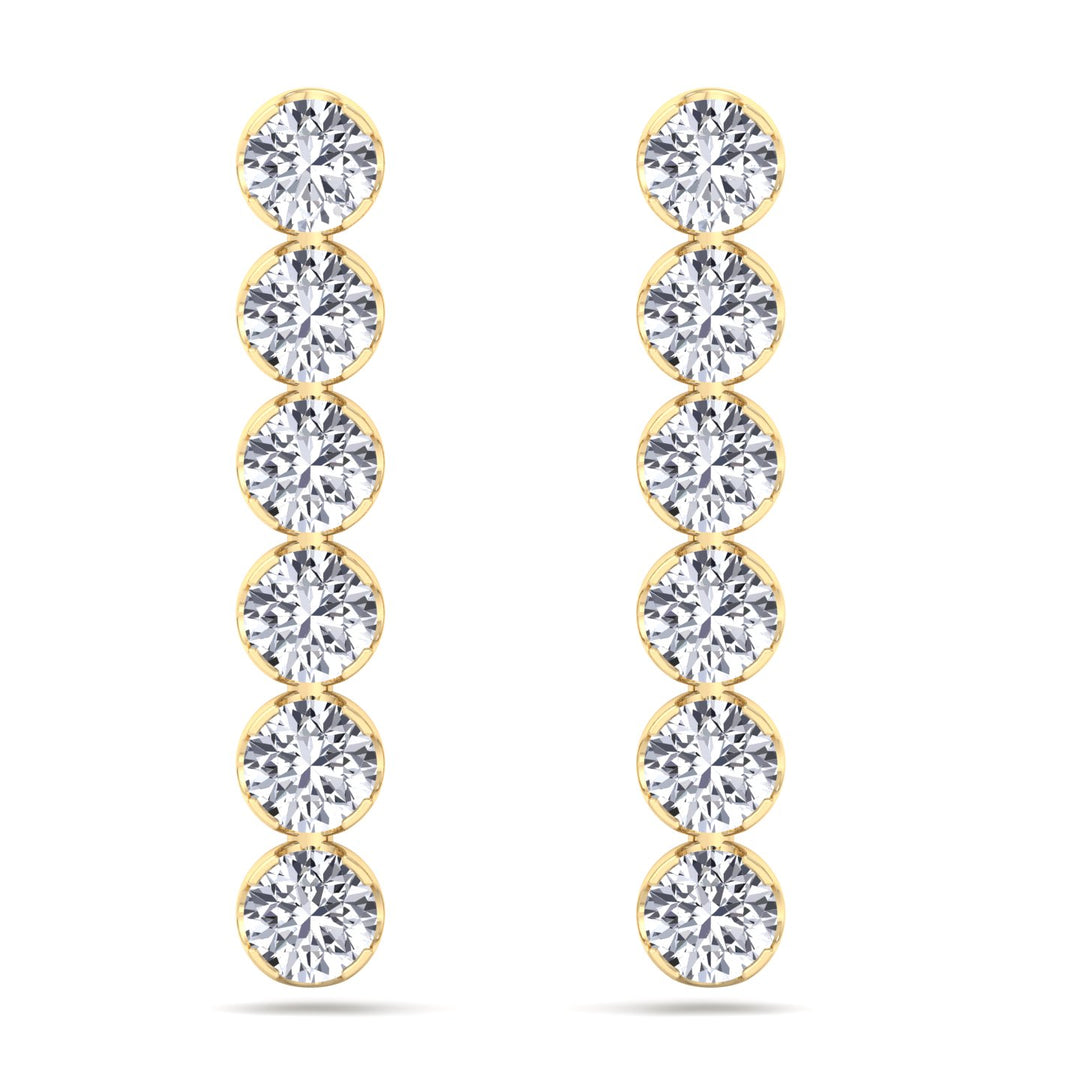 Round Cut Tennis Drop Earrings