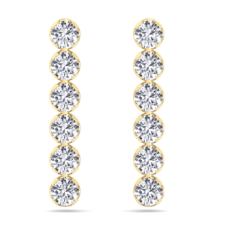 Round Cut Tennis Drop Earrings