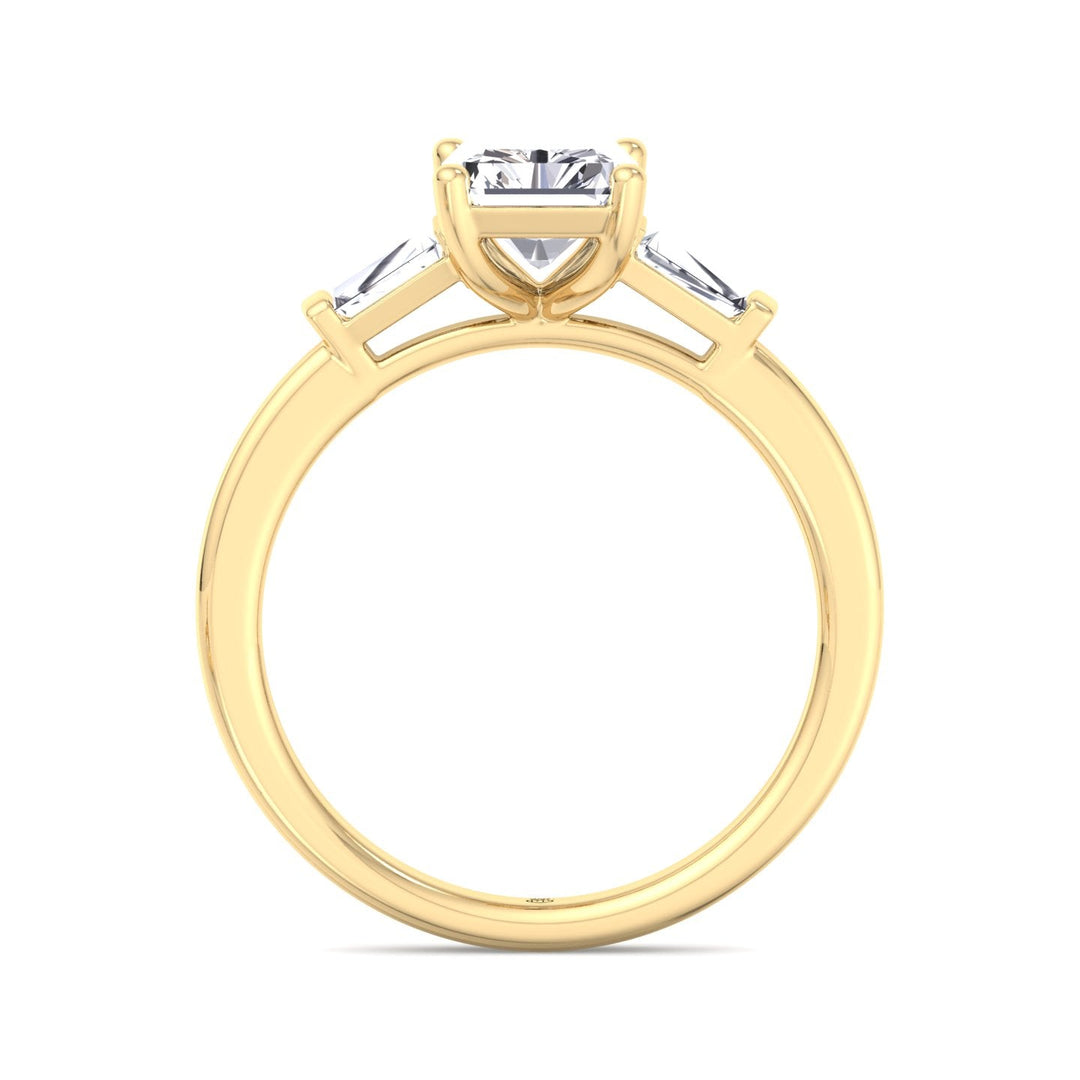 Radiant Cut Engagement Ring with Tapered Baguette Sidestones