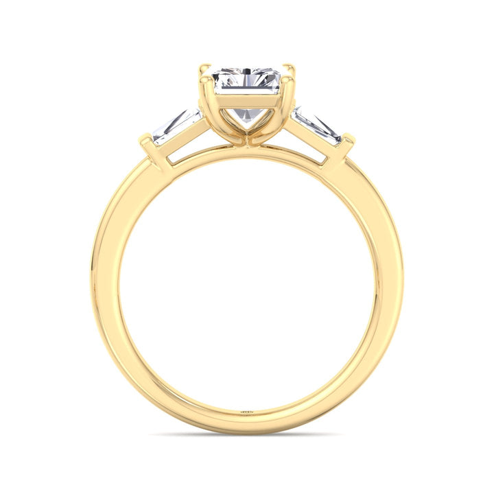 Radiant Cut Engagement Ring with Tapered Baguette Sidestones