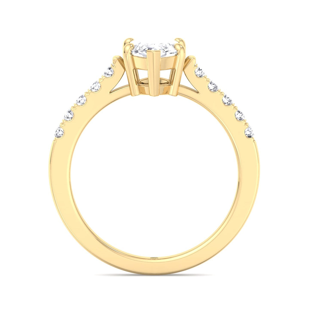 Marquise Cut Engagement Ring 6 Prongs With Sidestones