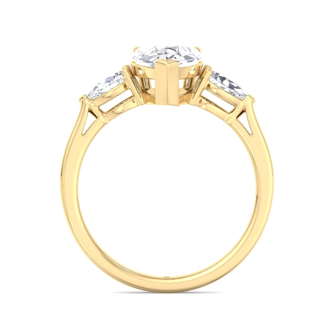Pear Shape   Engagement Ring With Pear Sidestones