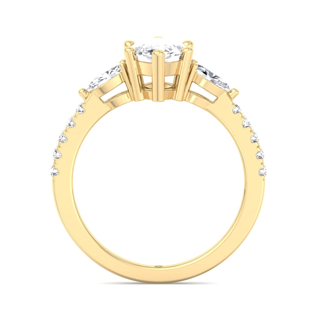 Marquise Cut Engagement Ring With Oval &amp; Pavé Sidestones