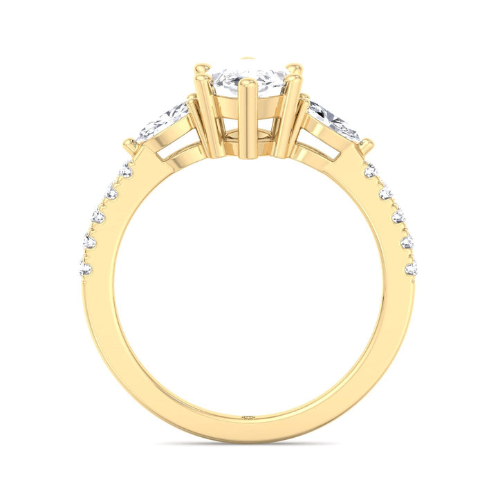 Marquise Cut Engagement Ring With Oval &amp; Pavé Sidestones