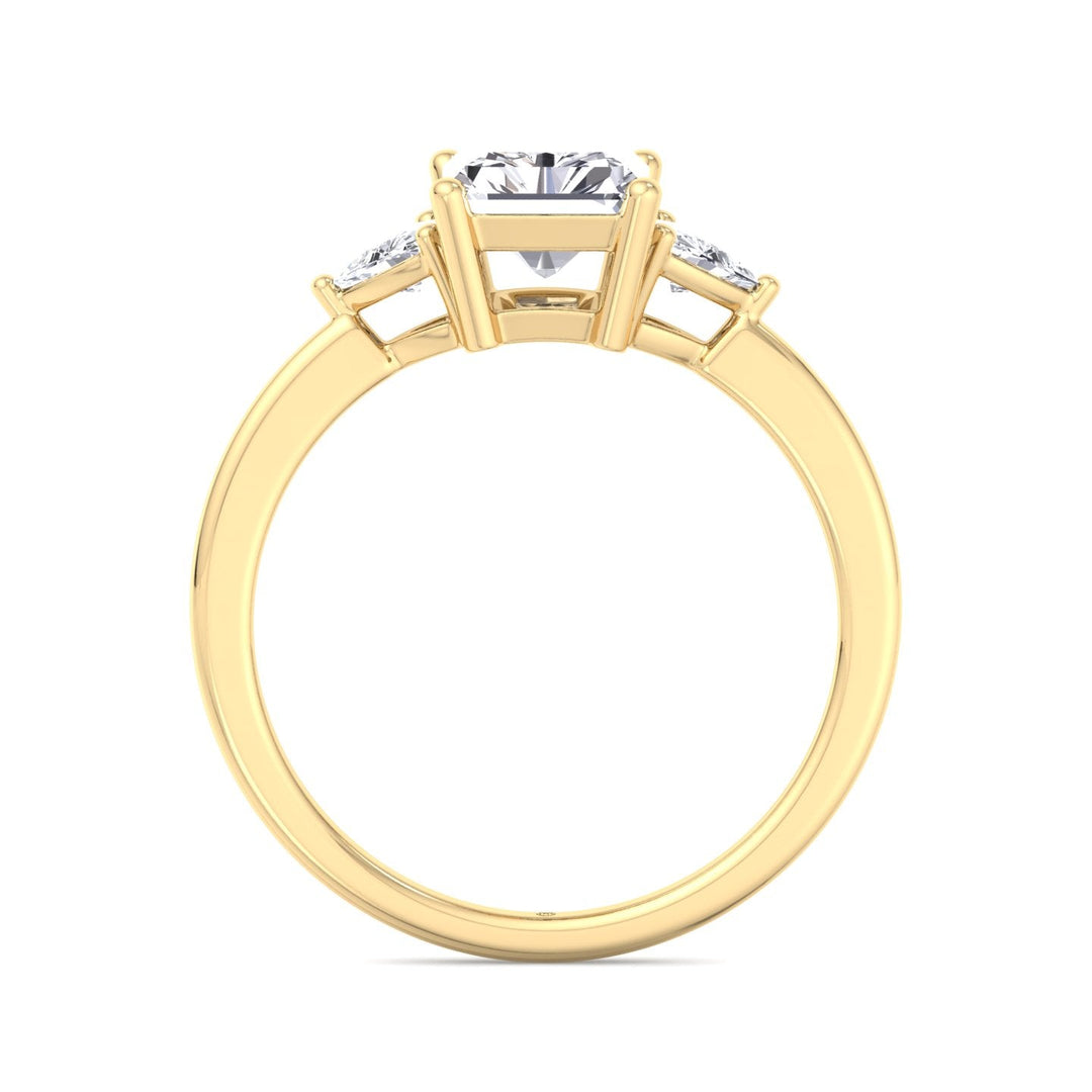 Radiant Cut Engagement Ring with Sidestones