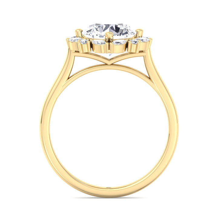 Round and Marquise Cluster   Engagement Ring