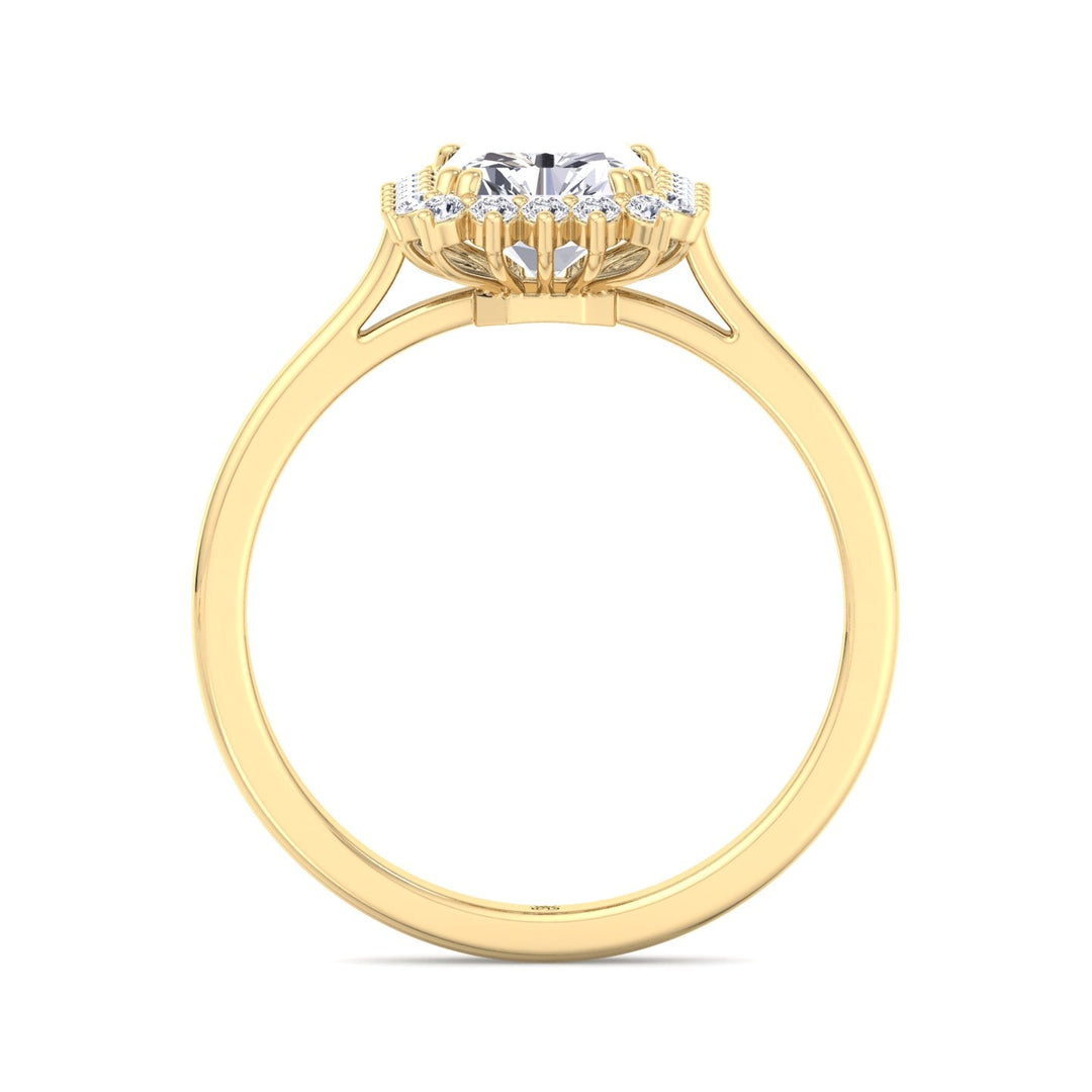 Radiant Cut Flower Halo Engagement Ring