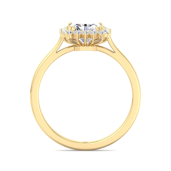 Radiant Cut Flower Halo Engagement Ring