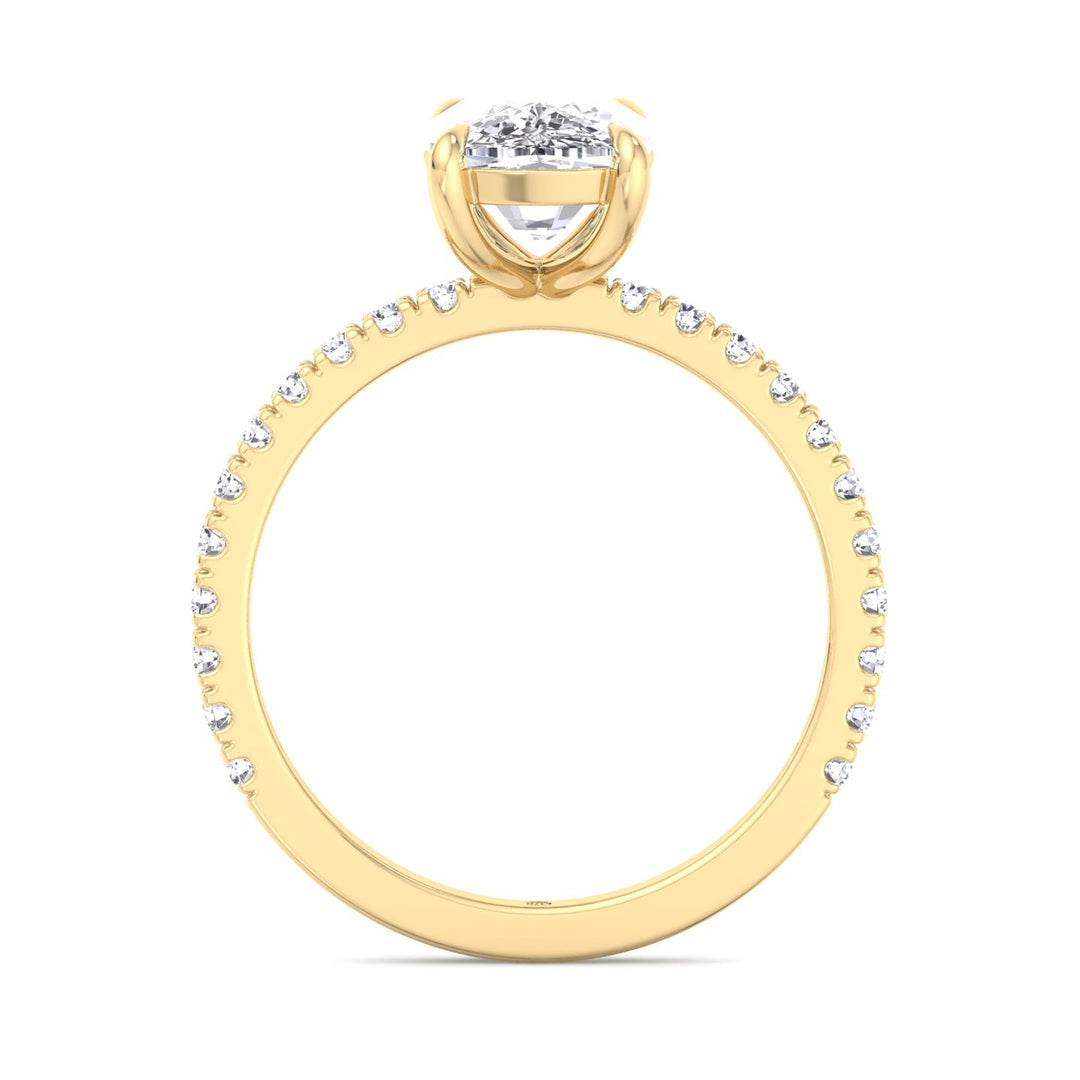 Elongated Cushion Cut Engagement Ring With Sidestones